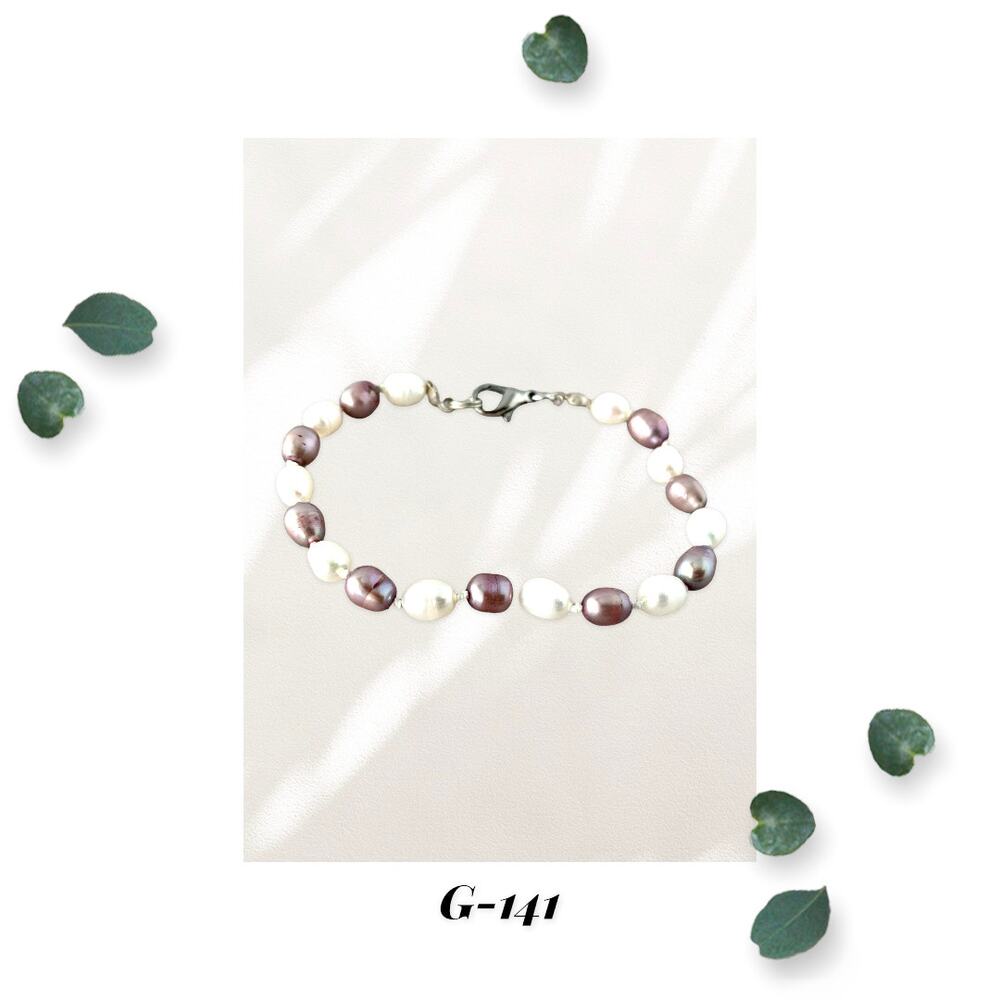 Knotted Freshwater Pearl Bracelet Mauve and White